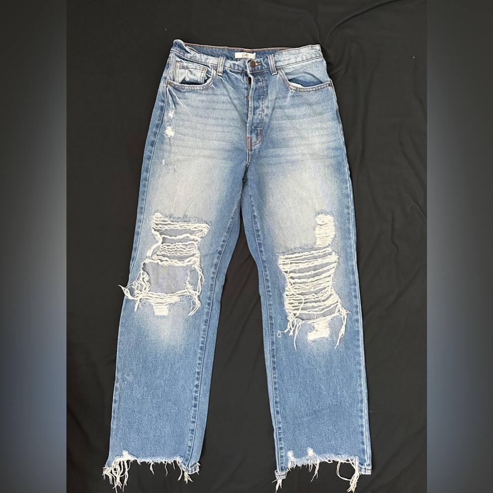 Light blue washed denim baggy jeans